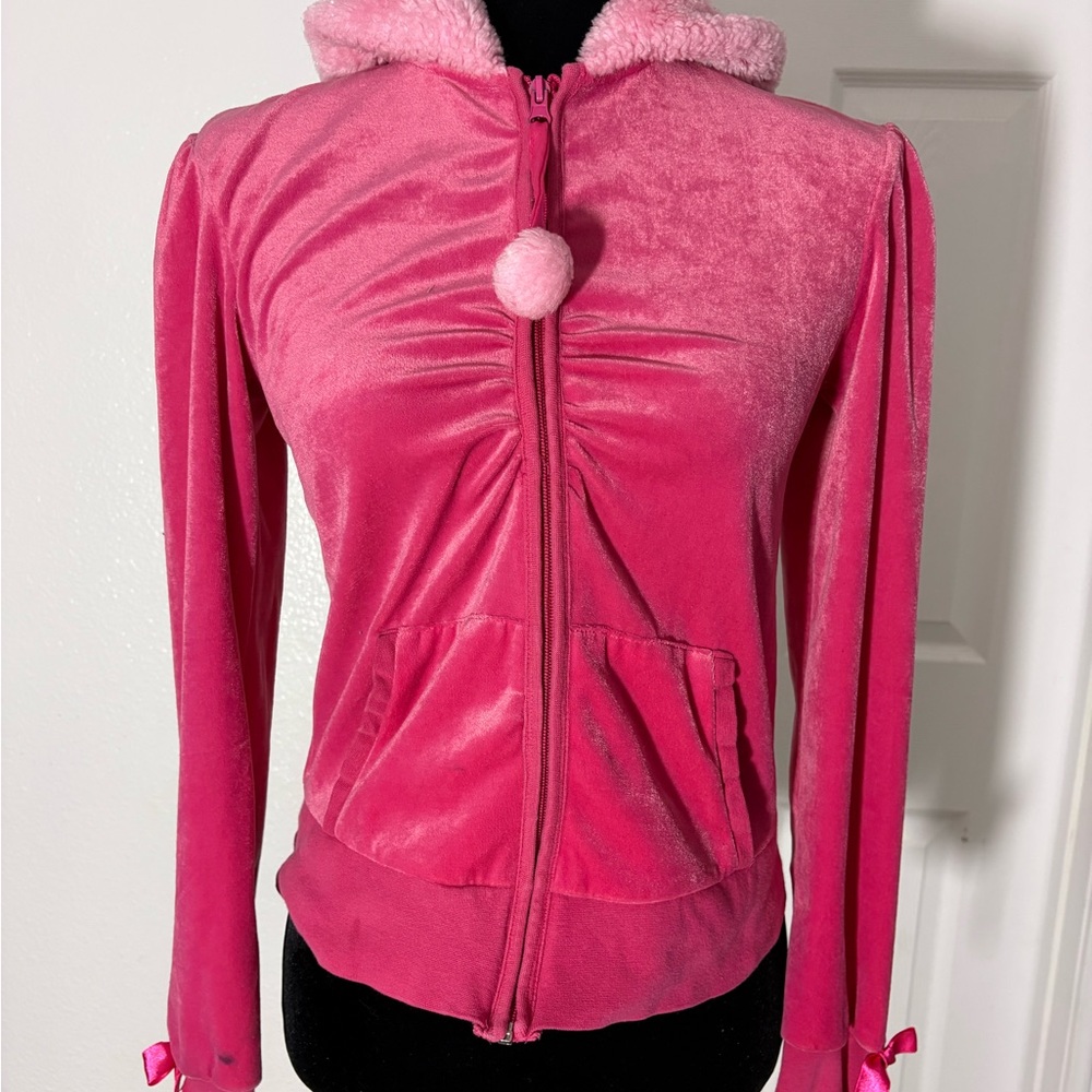 Victoria's Secret Pink Velour Zip-Up Jacket with Stand-Up Collar